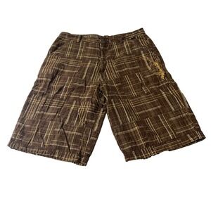 Vintage Piping Hot Y2K Patchwork Plaid Cargo Shorts Skate Surf Grunge Men's 34